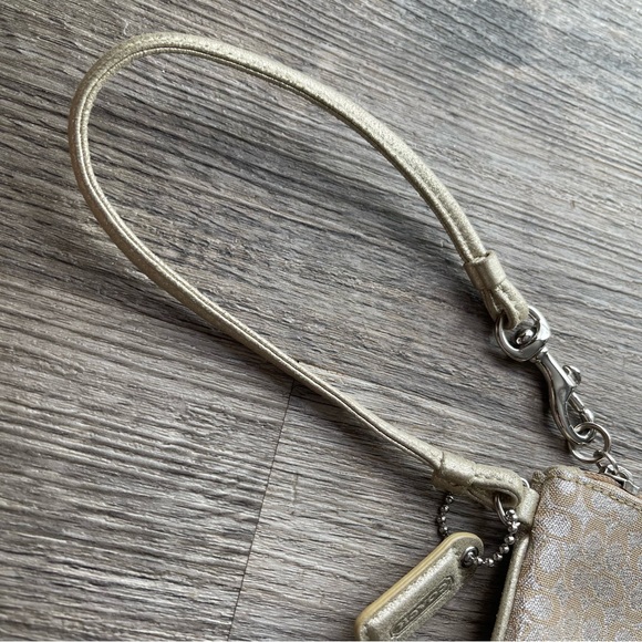 Vintage Coach Wristlet Gold Silver Shimmer Metallic Clutch Bag